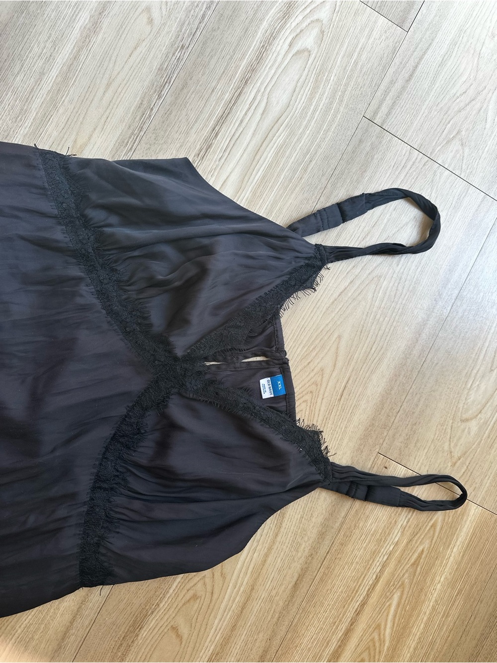 Old Navy Black Slip Chemise with Lace Trim - Picture 2 of 5